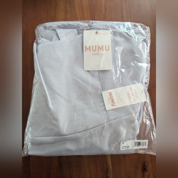 Show Me Your MuMu Claire Midi Dress Silver Luxe Satin Size Medium New With Tags - Picture 3 of 9